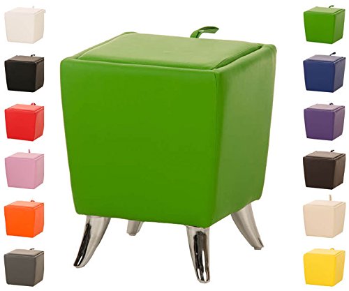 CLP Sgabello Roxy Vano Portaoggetti in Similpelle I Pouf Contenitore con Manico I Sgabello Basso 36x36 CM, Alt. 45 CM, Colore:Verde