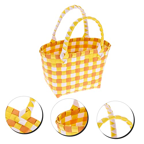 Zerodeko 2 Peças Cesta De Mão Tecida Em Pvc Sacola De Artigos Diversos Decoração Rústica Mini Cestas