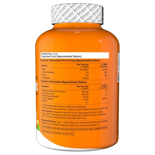 Naturyz Double Strength Natural Vitamin C & Zinc with Amla, Acerola Cherry & Citrus Bioflavonoids, 120 Tablets — Vitamin C Supplements - image 2
