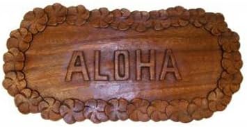 Hawaii Aloha Plumeria Lei 14.5โ L x 7โ W Monkeypod Wood Decorative Wall Plaque