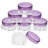 DECOMELODY Tarros Pequeños para Crema Facial de Plástico, Envases Vacíos de 5 G Color Morado con Tapa a Prueba de Fugas, Pack de 24 Unidades Ideales para Viaje, Almacenamiento y Uso