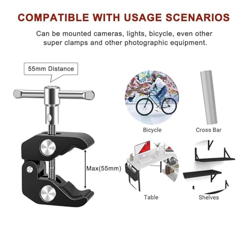 Image of PHOTOMAX Super Clamp Magic arm Articulating Adjustable Arm with 1 /4 inch Tripod Screw for DSLR Camera (Super Clamp)