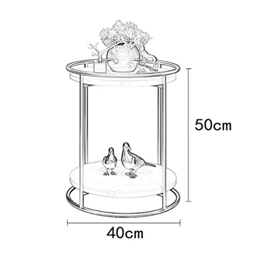 Petite table basse de balcon ronde avec étagère double pour petits espaces - 4