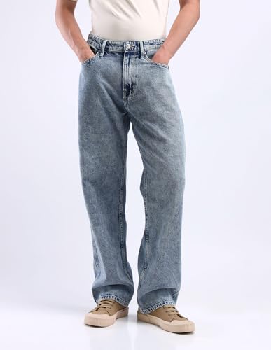 Image of Flying Machine Men's Loose Fit Jeans| Solid | High Rise | Stretchable | Jeans for Man