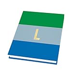 Mary Square Bloc de notas con forro de inicial, color verde y azul, 7 x 11 pulgadas, de piel vegana