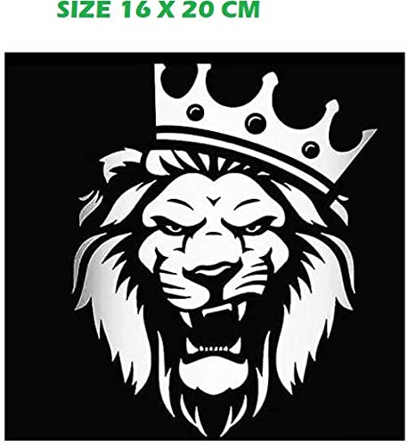 A747 Lion The King Car Stickers Exterior Sides Bumper Hood Vinyl Decals L x H 16.00 cm x 20.00 cm Pack of 1 White