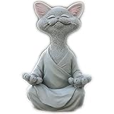 😺[Qualitäts-Handwerk] Diese Statue ist eine Kerbe über Ihrer durchschnittlichen Statue! Handgeformt und mit extremen Details bemalt, um diese Zen-Katze zum Leben zu erwecken !! Auch aus hochwertigem Steinharz und Außenfarbe gefertigt, um allen rauen Außenbedingungen standzuhalten!