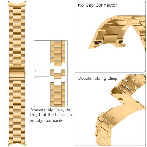 Image of Anlinser No Gap Bands Compatible with Samsung Galaxy Watch Ultra 7 /6 /5 /4 /FE Band 44mm 40mm /Watch 6 Classic Band 47mm 43mm /Watch 5 Pro 45mm /Watch 4 Classic, 20mm 22mm Metal Strap for Women Men