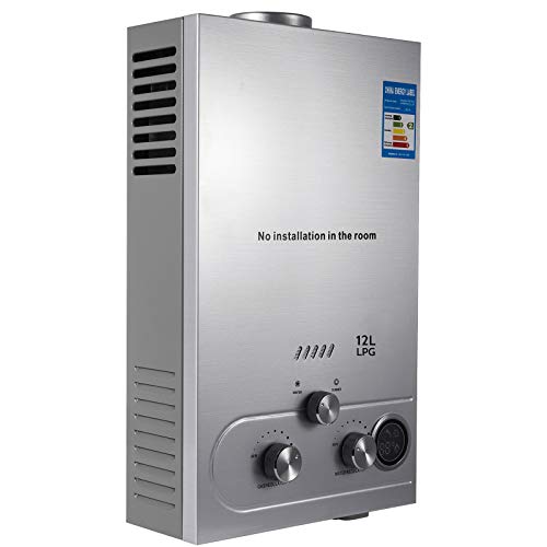 VEVOR 12L Propane Hot Water Heater 3.2GPM Stainless Steel Use Liquefied Petroleum Gas,Shower