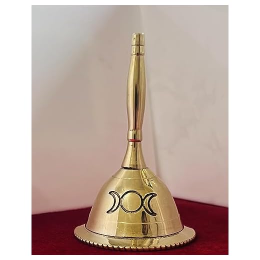 Indian Brass Call Bell Triple Moon Gold