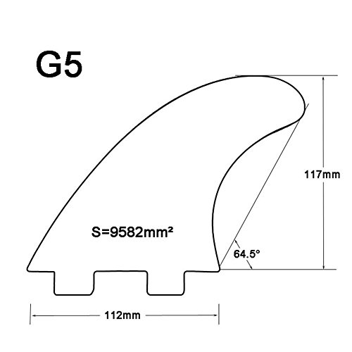 image for UPSURF Surboard Fins FCS G5 Medium Size Fin Tri fin Blue Color, Blue G