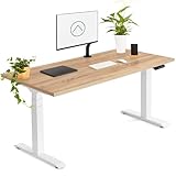 Tablakala - Escritorio Elevable Eléctrico 2 Motores | Tablero 160x80 cm Roble | Patas Blancas | Ajustable en Altura 62-127 cm | Standing Desk Ergonómico, Mesa Elevable