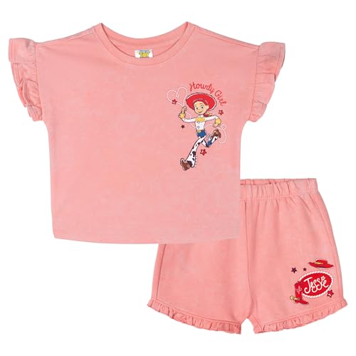 Disney Toy Story Jessie Toddler Girls French Terry T-Shirt and Shorts Outfit Set Pink Jessie 4T