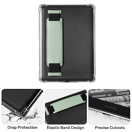 Image of CoBak Clear Case for 6 inch E-Reader 2024 and 2022 (11th Generation) with Elastic Hand Strap - Ultra-Slim Soft TPU Transparent Cover, Lightweight & Durable Protection.SageGreen