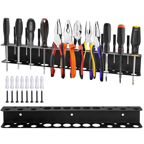 COEKI 2 Stück Werkzeughalter Wand, 18 Löcher Werkzeug Wandhalterung Kohlenstoffstahl Zangenhalter Wandhalterung, Werkzeugwand für Garagen, Werkstätten und Werkbänke(40 cm)