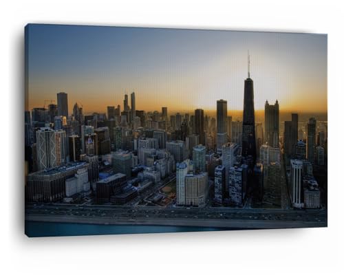 TRUECANVAS Chicago Skyline John Hancock Center, Wooden Framed Canvas Paintings for Home Decor | Bedroom, Living Room,Wall Decoration | Wall Art Painting, CT0377, Size 16 x 24 in