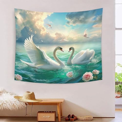 Tapisserie murale effet 3D cygne pour créer un havre de paix dans sa chambre