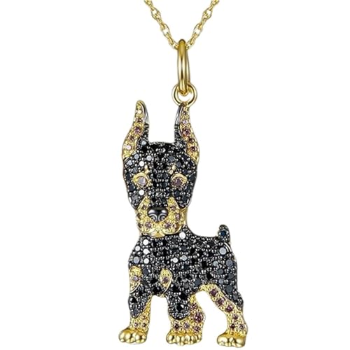 Collier pendentif doberman pour femmes : bijou élégant chiot