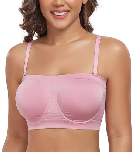 Image of DotVol Women's Underwire Bralette Non Padded Bandeau Tube Top Multiway Bra | Unpadding,Seamless,Non-Slip,Multiway