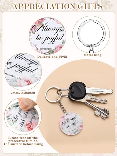 Image of Janmercy 120 Pcs Acrylic Christian Keychain Bulk Floral Bible Verse Keychain Religious Scripture Jewelry Gifts for Women Men