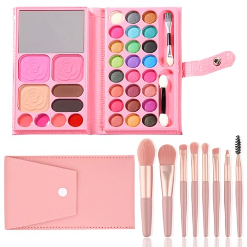 MUNSKT Conjunto de maquilhagem infantil para meninas, 33 cores, conjunto de maquilhagem infantil, brinquedo infantil lavável, conjunto de beleza, cosméticos infantis, Halloween Natal presentes de
