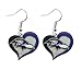 Sports Team  Baltimore Ravens Logo 3/4" Swirl Heart Dangle Earring Set