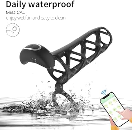 Vibrador Anillos para pene masculinos portátiles, vibrador, jaula para pene de gel de sílice, Juguetes sexuales de restricción escrotal para testículos, vibrador retardante de eyaculación para hombres