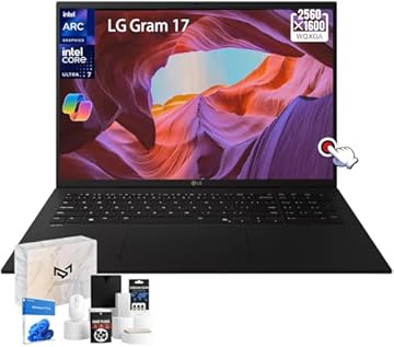 2025 LG Gram 17 Touchscreen Laptop - 17" Touch Display, Intel Ultra 9 288V, Intel Arc, Wi-Fi7, Backlit KB, Copilot+ PC, Lightweight, Long Battery Life, Win 11 Pro, 32GB RAM, 8TB SSD, Accessories