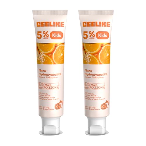 Pasta de Dientes Infantil 5% Hidroxiapatita – Refuerza y Regenera Esmalte Dental, Sabor a Naranja y Alivia la Sensibilidad Dental – Pasta Dental para Niños - 2 x 113g