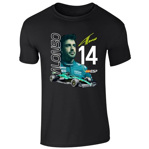 Partisan Alonso F1 - Camiseta para adulto, Negro, XL