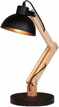 Iron and Wood Table Lamp E27 Fold Adjustable Stand Desk Writing Swing Long Arm Business Office Study Desktop Light Eye Protection Reading Lamp