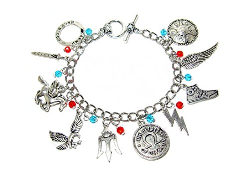 giulyscreations Bracciale Metallo Nichel Free Percy Jackson Camp Half Campo Mezzo Tridente Olympus dei Poseidone Camp Jupiter Campo Giove Saga Fantasy Serie TV Cosplay