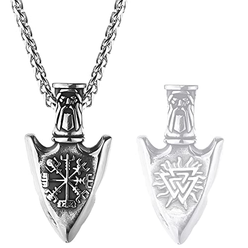 Bijoux Viking collier homme Vegvisir boussole amulette nordique pendentif fer de lance punk