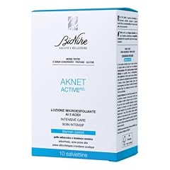 BioNike - Aknet Activepeel Lozione microesfoliante ai 3 acidi, Acido Glicolico, Acido Succinico e Acido Shikimico, Micropeeling Cosmetico per Viso e Corpo in 10 salviette monouso