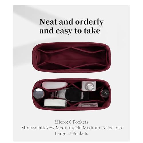 Image of Purse Organizer Insert for Lady Dior New Medium Bags, Satin Luxury Bag Insert, Lightweight & Portable Purse Shaper with Pockets, Ideal for Travel, Shopping, and Daily Use(Rouge H, Lady New Medium)