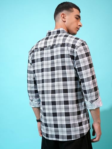 Image of Highlander Men's Cotton Slim Fit Checks Shirt | Full Sleeves | Regular Collar | Casual Shirts for Men