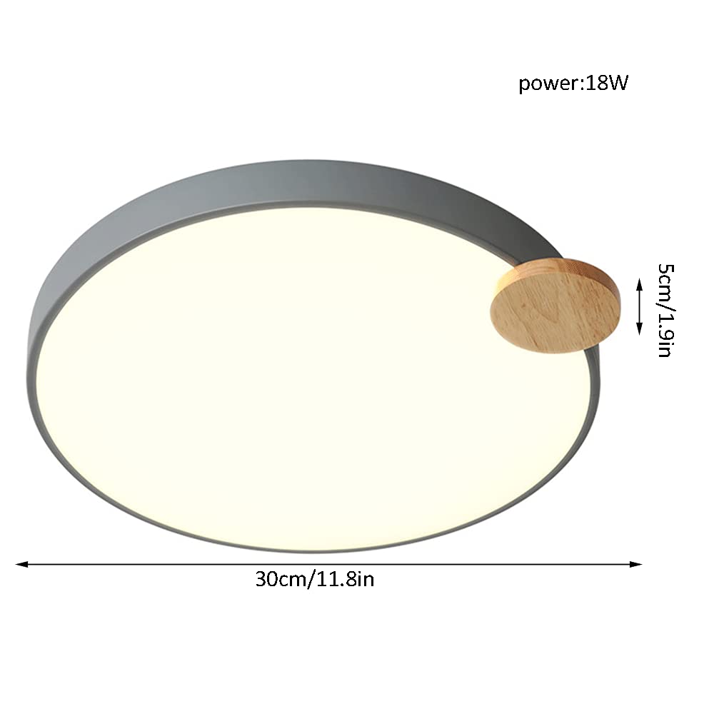 Lampa sufitowa do sypialni Lampa sufitowa LED nowoczesna okrągła prosta szara lampa sufitowa do przedpokoju, szafek do sypialni, kuchni, 3 kolorów zmiennego oświetlenia płaskiego ekranu. XIAOYINGU