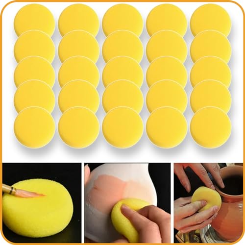 25Pcs Round Pottery and Painting Sponges