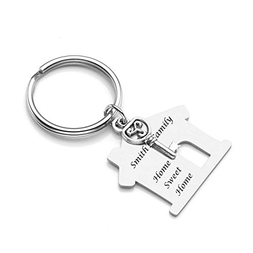Zysta Porte Clef Clés Gravure Personnalisée Keychain Pendentif Maison Famille Acier Inoxydable ID Tag Accessoire Amoureux Cadeau - Gravure Cover