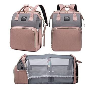 AMAZON - Fandiar Diaper Bag with Changing Station, Diaper Bags for Baby Girl Boy Multi-Function Travel Portable Bassinet Backpack Mommy Bag, Large Capacity, Water Resistant and Stylish