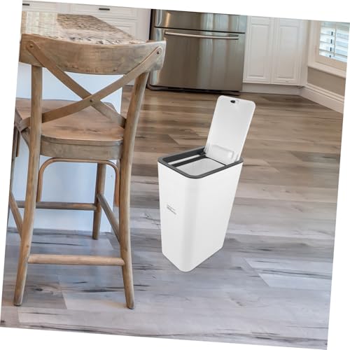 Cubeta de plástico delgada con tapa para basura miniatura 7