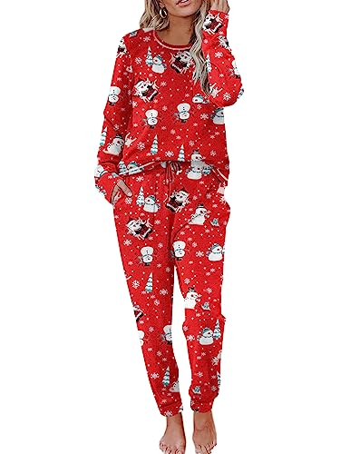 Ekouaer Pajama Set Womens Long Sleeve Lounge Set With Pockets Round Neck Christmas Sleepwear X-Large #TOP8