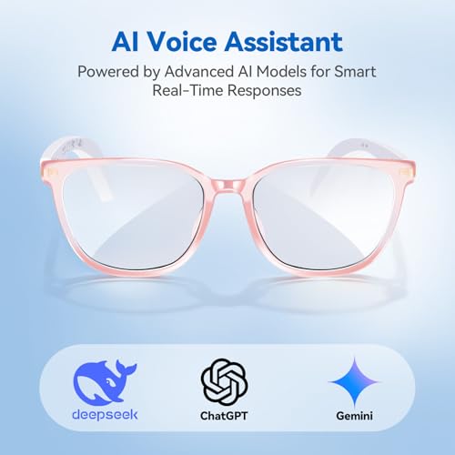Image of AI Smart Glasses for Men & Women - Powered by ChatGPT, Real-Time Translation, Bluetooth Glasses with Photochromic Lens, Music & Hands-Free Calling, UV & Blue Light Protection, Thin Temples