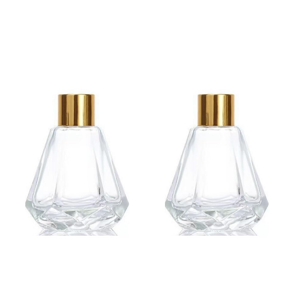 2Pcs 60ml/2oz Diffuser Bottles Empty Refillable Glass Diffuser Jars Aromatherapy Container Fragrance Accessories Use for DIY Replacement Diffuser Sticks Home Bathroom Decor