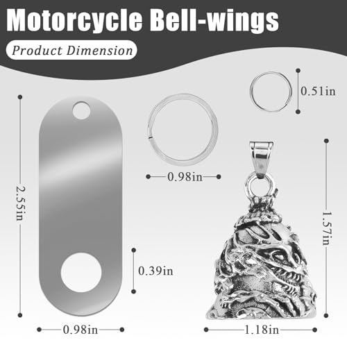 Image of vvag Motorcycle Bell Durable Guardian Angel Bell Hanger Biker Bell with Keychain Ring Motorcycle Accessories for Women