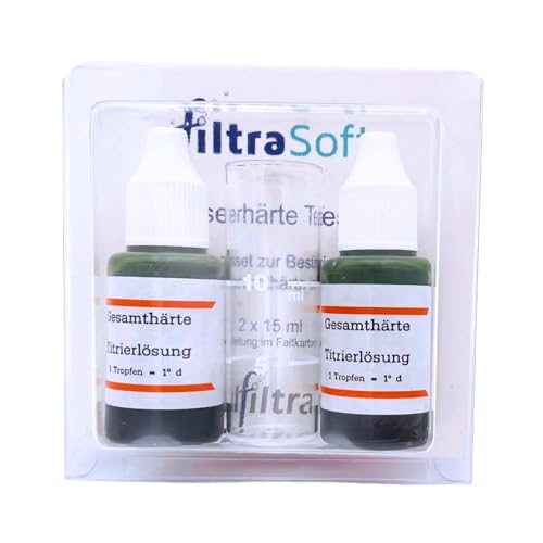 ALFILTRA FiltraSoft Wasserhärte-Testset zur Bestimmung der Gesamthärte in °dH | 2x 15 ml Flüssigkeit | Schnell Wasserhärte messen | Wasserhärte bestimmen | Genauer als Teststreifen