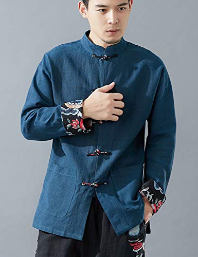 Men's Martial Arts Kung Fu Jacket Casual Shirt Chinese Traditional Style Tang Suit3