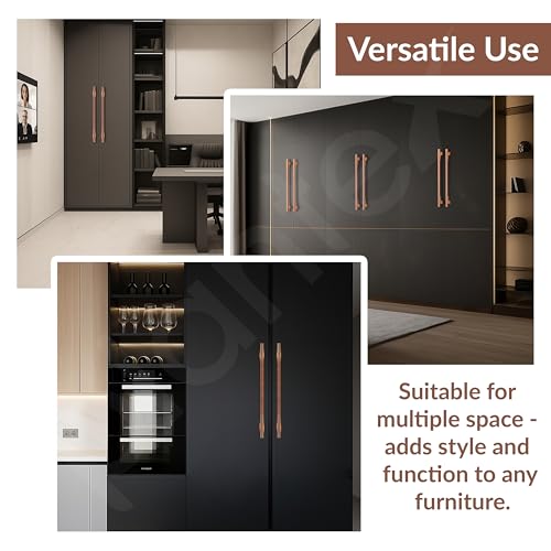 Image of Plantex Cabinet Handle /Kitchen Cabinet Door Handle /Wardrobe /450 mm Cupboard Handle /Door Pull-Push Handle for Home /Office - Pack of 2 (Rose Gold)