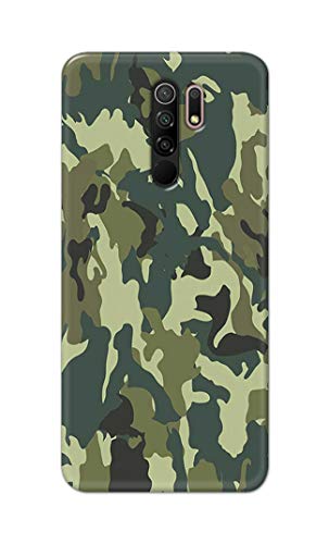 Image of Printed Hard Back Cover Case for Mi Redmi 9 Prime Back Cover (Green Army Camouflage) -1803