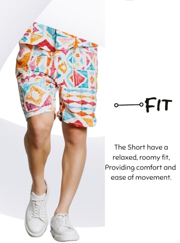 Image of Zilcon Men's Casual Shorts Printed Fabric Drawstring Summer Beach Shorts